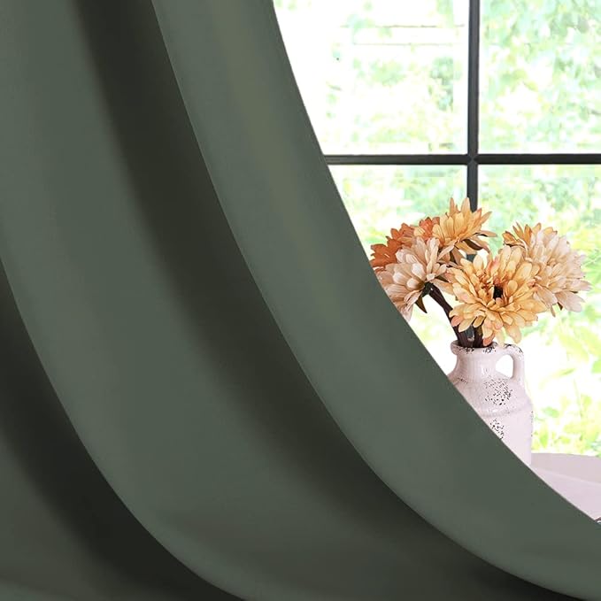 NICETOWN Room Darkening Draperies Window Curtain Panels, Thermal Insulated Grommet Room Darkening Curtains for Bedroom (Dark Mallard, 2 Panels, W70 x L84 -inch)