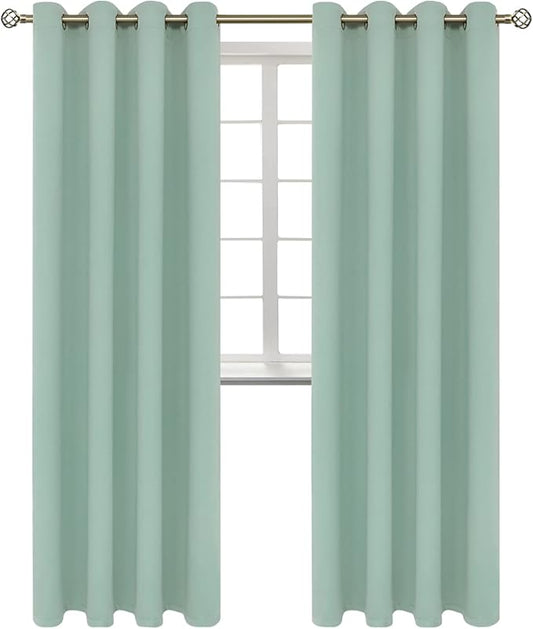 BGment Blackout Curtains - Grommet Thermal Insulated Room Darkening Bedroom and Living Room Curtains, Set of 2 Panels (52 x 108 Inch, Frosty Green)