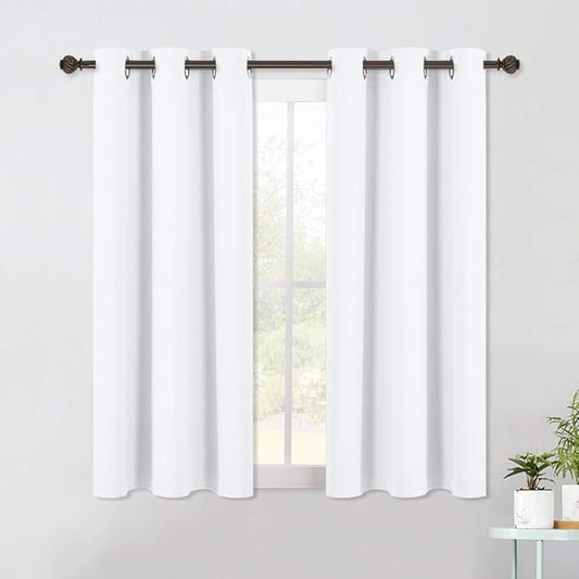 NICETOWN Curtain Panels for Bedroom - Home Decoration Solid Grommet Draperies/Drapes, Not Blackout Window Curtains for Kitchen (2 Panels, 42 by 54, White)