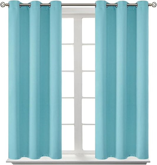 BGment Blackout Curtains - Grommet Thermal Insulated Room Darkening Bedroom and Living Room Curtains, Set of 2 Panels (38 x 63 Inch, Baby Blue)