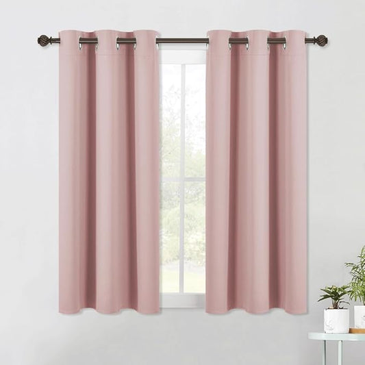 NICETOWN Modern Blackout Curtains Noise Reducing, Blush Pink, 2 Panels, W42 x L54, Thermal Insulated and Privacy Room Darkening Drape Panels for Boy's Guest Room Door Small Short Window