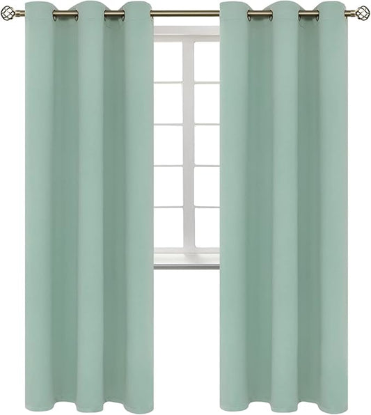 BGment Blackout Curtains - Grommet Thermal Insulated Room Darkening Bedroom and Living Room Curtains, Set of 2 Panels (38 x 84 Inch, Frosty Green)