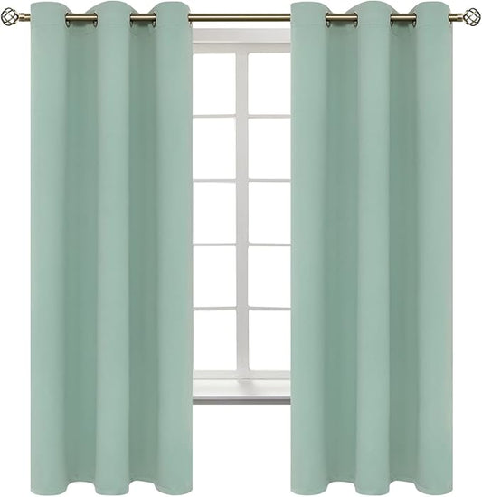 BGment Blackout Curtains - Grommet Thermal Insulated Room Darkening Bedroom and Living Room Curtains, Set of 2 Panels (42 x 63 Inch, Frosty Green)