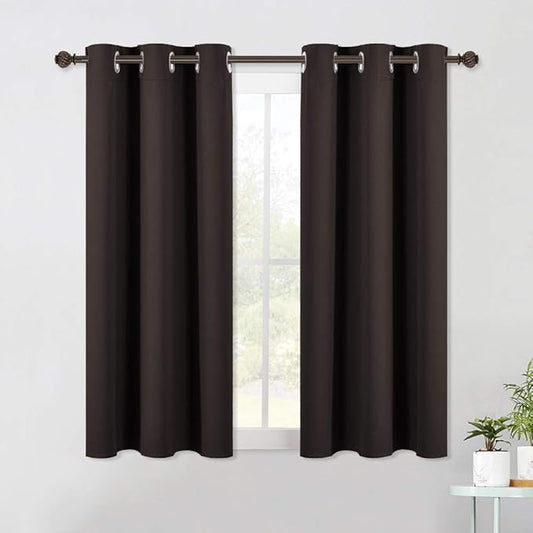 NICETOWN Blackout Curtain Panels for Bedroom, 2 Panels, Toffee Brown, W42 x L40-inch, Thermal Insulated Grommet Top Blackout Draperies and Drapes for Basement