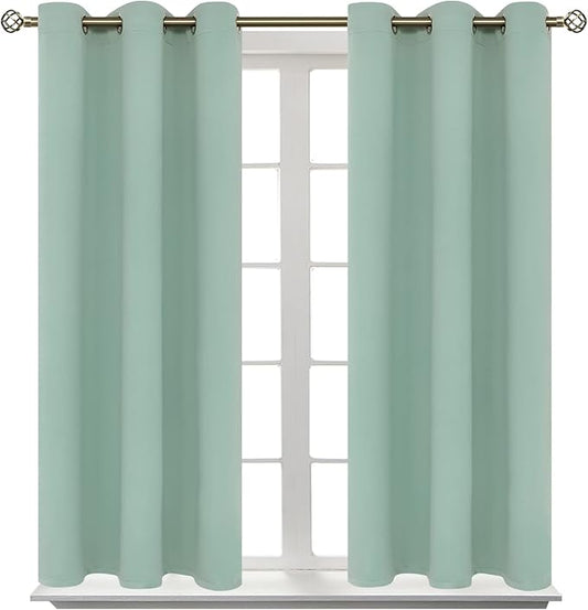 BGment Blackout Curtains - Grommet Thermal Insulated Room Darkening Bedroom and Living Room Curtains, Set of 2 Panels (38 x 54 Inch, Frosty Green)