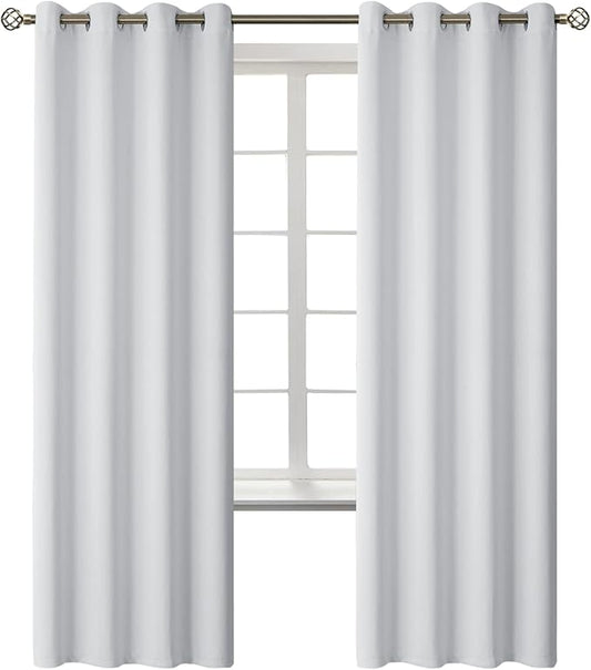 BGment Room Darkening Curtains 72 Inches Long - Grommet Thermal Insulated Drapes Window Treatment Curtains for Bedroom, 2 Panels, 52 x 72 Inch, Greyish White