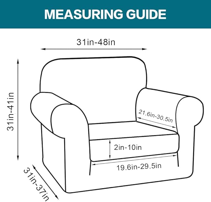 Turquoize 2 Piece Chair Covers Armchair Slipcovers for Living Room Armchair Sofa Cover with Individual Cushion Covers Feature Jacquard Fabric (Chair, Olive)