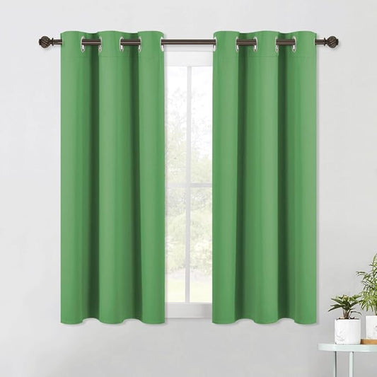 NICETOWN Blackout Window Curtains 60 inch Length 2 Panels, 34 x 60 Inch, Forest Green, Grommet Top Room Darkening Thermal Insulated Solid Vertical Drapes for Bedroom/Kid Room