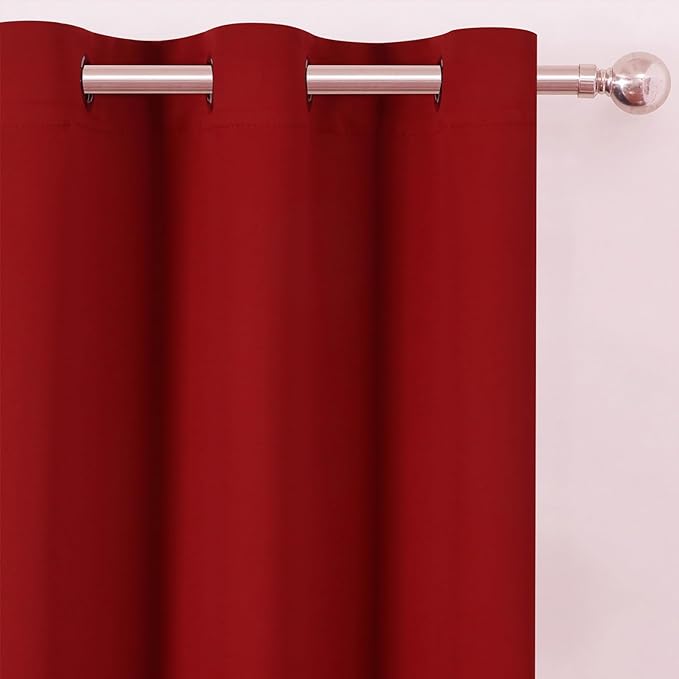 LEMOMO Blackout Curtains 66 x 72 Inch Long Red Curtains Set of 2 Panels Room Darkening Curtains for Bedroom and Living Room