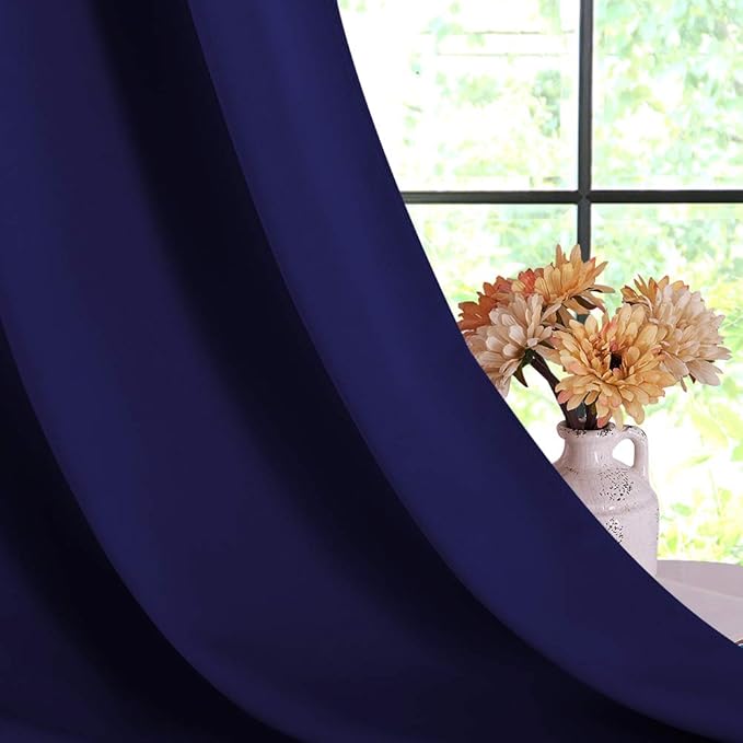 NICETOWN Blackout Curtain Panels for Bedroom, 2 Panels, W42 x L60 inches, Royal Blue, Thermal Insulated Grommet Top Blackout Draperies and Drapes