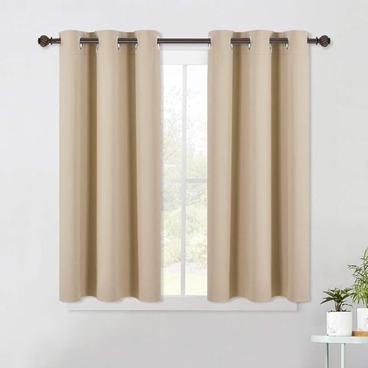 NICETOWN Room Darkening Curtain Panels for Living Room, Thermal Insulated Grommet Room Darkening Draperies/Drapes for Window (Biscotti Beige, 2 Panels, W42 x L45 -Inch)