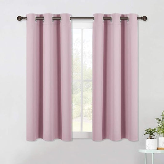 NICETOWN Blackout Curtain Panels for Bedroom, 2 Panels, W42 x L60 inches, Baby Pink, Thermal Insulated Grommet Top Blackout Draperies and Drapes