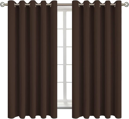 BGment Blackout Curtains for Bedroom - Grommet Thermal Insulated Room Darkening Curtains for Living Room, Set of 2 Panels (70 x 63 Inch, Brown)