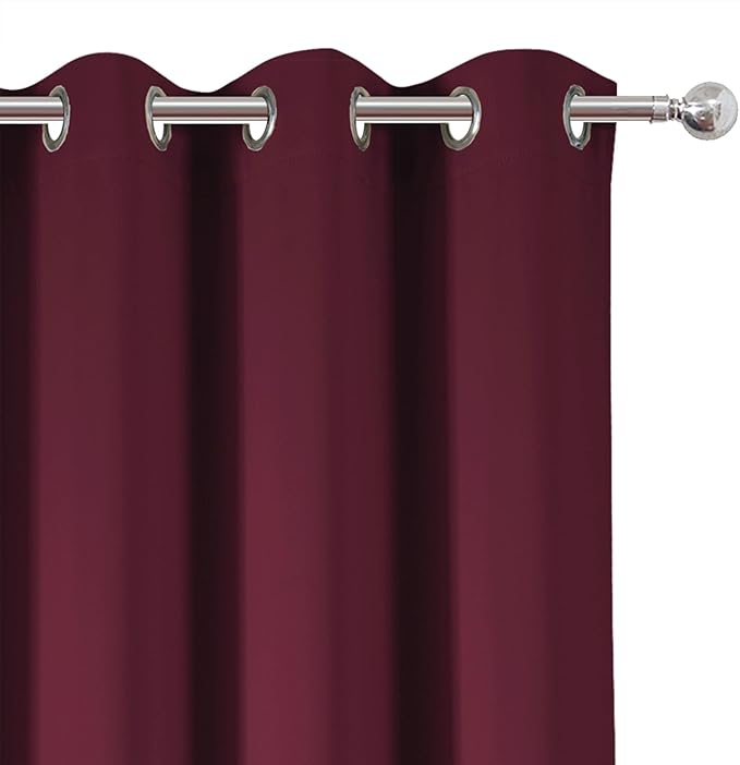 LEMOMO Blackout Curtains 66 x 72 Inch Long Burgundy Red Curtains Set of 2 Panels Room Darkening Curtains for Bedroom and Living Room