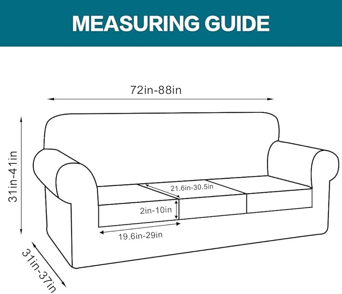 Turquoize 4 Piece Sofa Covers for 3 Cushion Couch Sofa Slipcover Soft Couch Cover for Dogs-Washable Sofa Furniture Covers with 3 Individual Cushion Covers,(3 Cushion Sofa, Black)