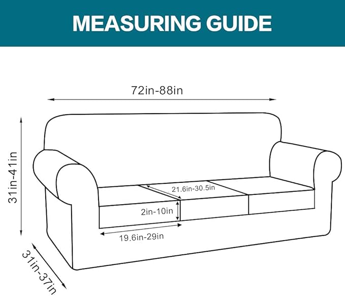 Turquoize 4 Piece Sofa Covers for 3 Cushion Couch Sofa Slipcover Soft Couch Cover for Dogs-Washable Sofa Furniture Covers with 3 Individual Cushion Covers, Jacquard Fabric (3 Cushion Sofa, Navy)