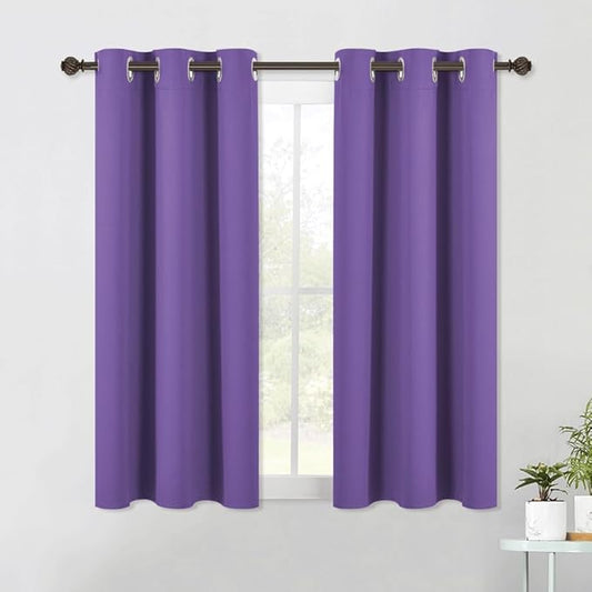 NICETOWN Kitchen Blackout Short Curtain Panels for Bedroom, Lilac Purple, 2 Panels, W42 x L45 -Inch, Thermal Insulated Grommet Top Blackout Draperies and Drapes