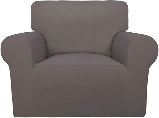 PureFit Super Stretch Chair Sofa Slipcover – Spandex Non Slip Soft Couch Sofa Cover, Washable Furniture Protector with Non Skid Foam and Elastic Bottom for Kids, Pets （Chair, Taupe）