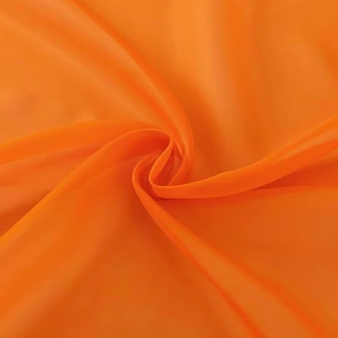 SpaceDresser Basic Rod Pocket Sheer Voile Window Curtain Panels Orange 2 Panels 52 Width 108 Inch Long for Kitchen Bedroom Children Living Room Yard(Orange,52 W x 108 L)
