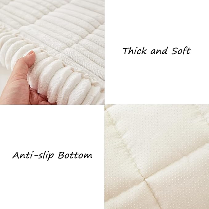 Couch Cover for Dogs Washable, Fuzzy Pet Couch Covers for 3 Cushion Sofa Pet Friendly, Non Slip Sofa Cover (White, 35" x 63"/90 x 160cm)