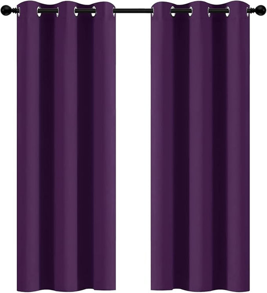 Yakamok Purple Blackout Curtains Room Darkening Thermal Insulated Grommet top Window Curtains for Living Room, 42 x 72 Inch,One Pair