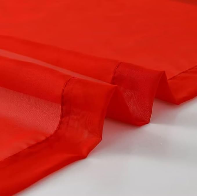 SpaceDresser Basic Rod Pocket Sheer Voile Window Curtain Panels White 1 Pair 2 Panels 70 Width 108 Inch Long for Kitchen Bedroom Children Living Room Yard(Red,70 W x 108 L)
