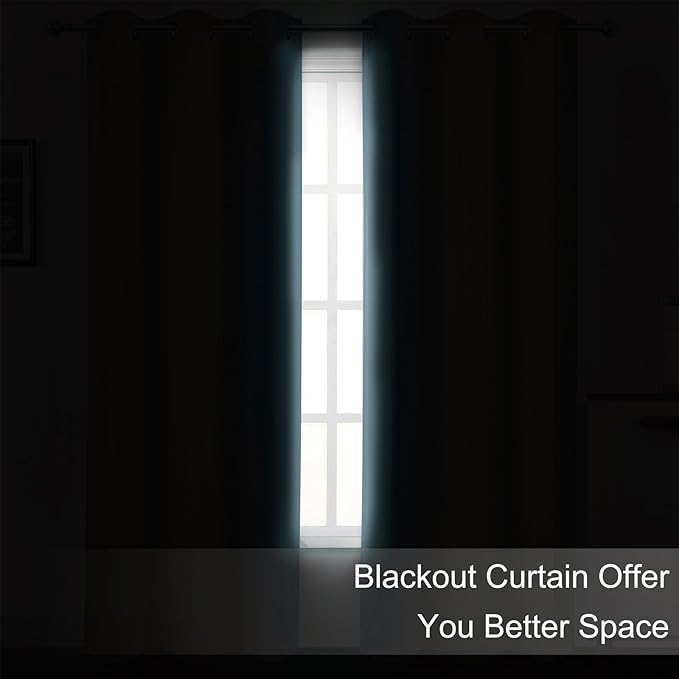 LEMOMO Blackout Curtains 66 x 72 Inch Long Stone Blue Curtains Set of 2 Panels Room Darkening Curtains for Bedroom and Living Room