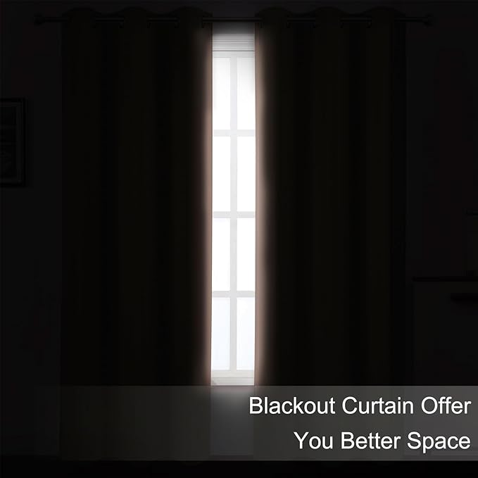 LEMOMO Blackout Curtains 42 x 63 inch/Blush Curtains Set of 2 Panels/Thermal Insulated Room Darkening Bedroom Curtains