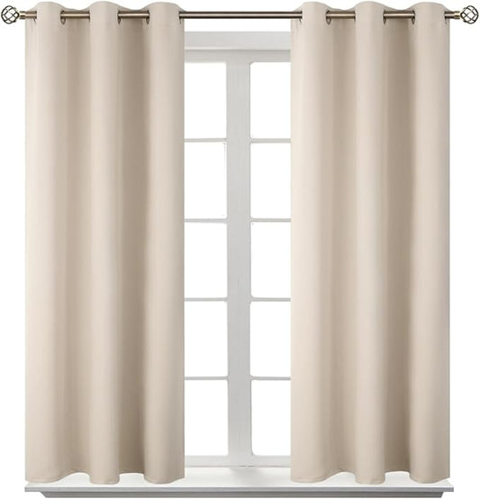 BGment Champagne Short Room Darkening Curtains for Small Windows, 38 x 45 Inch Thermal Insulated Tier Set of 2 Panels Sun Blocking Drapes for Kitchen Bedroom