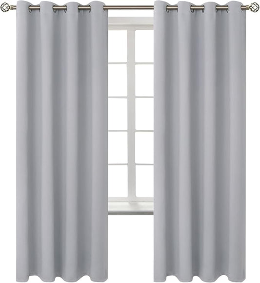 BGment Room Darkening Curtains 72 Inches Long - Grommet Thermal Insulated Drapes Window Treatment Curtains for Bedroom, 2 Panels, 52 x 72 Inch, Light Grey