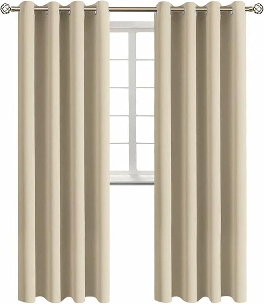 BGment Room Darkening Curtains 95 Inches Long - Grommet Thermal Insulated Drapes Window Treatment Curtains for Bedroom, 2 Panels, 52 x 95 Inch, Beige