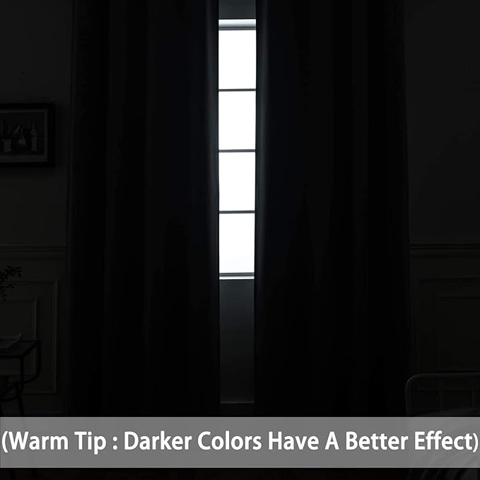 Yakamok Blackout Curtains Room Darkening Thermal Insulated Grommet Top Solid Window Curtains for Living Room, 42W x 63L,Purple,2 Panels