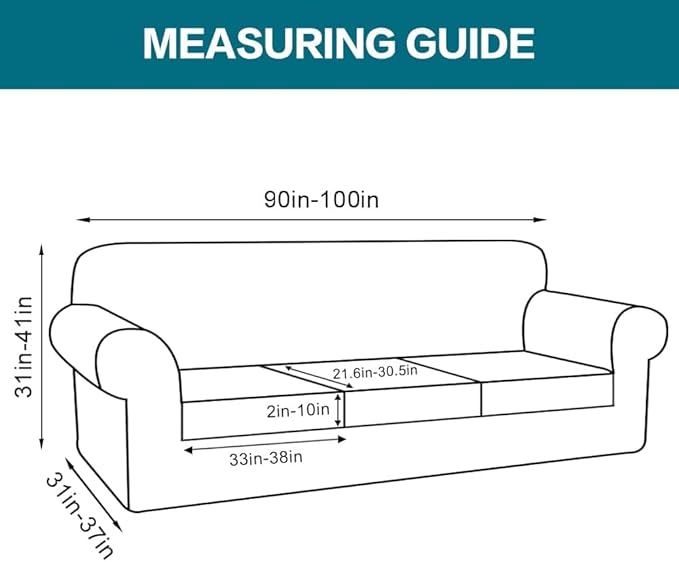 Turquoize 4 Piece Sofa Covers for 3 Cushion Couch Sofa Slipcover Soft Couch Cover for Dogs Washable Furniture Cover with 3 Individual Large Cushion Covers Feature Fabric (Large Sofa, Burnt Brick)