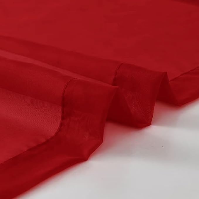 SpaceDresser Christmas Red Sheer Curtains 4 Panels Rod Pocket Semi-Sheer Curtain 45 Inches Long Light Filtering Voile Window Drapes for Bedroom Living Room Kitchen, Each 52W x 45L