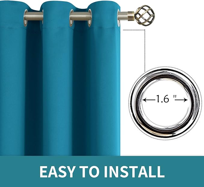 BGment Blackout Curtains - Grommet Thermal Insulated Room Darkening Bedroom and Living Room Curtains, Set of 2 Panels (52 x 120 Inch, Peacock Blue)