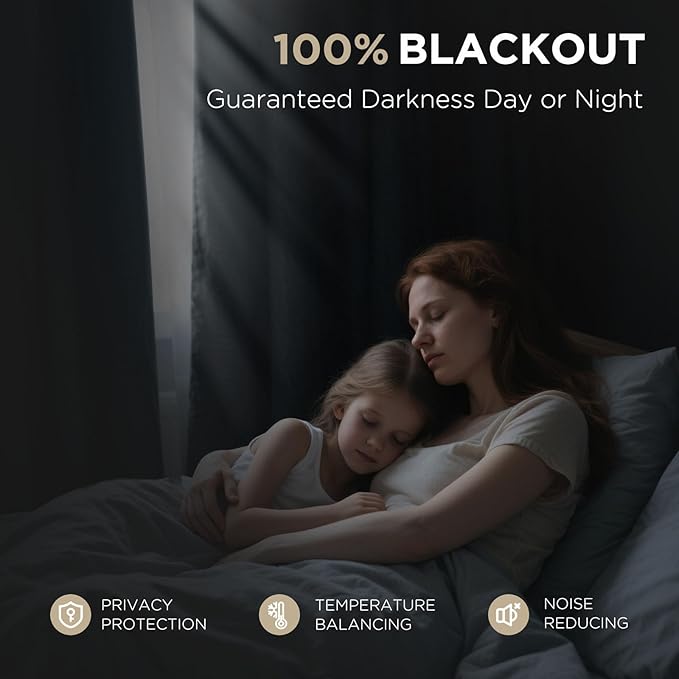 Joydeco Blackout Curtains for Bedroom - 100% Light Blocking 2 Panels Set White Drapes 37" W x 84" L, Thermal Insulated Room Darkening Curtains, Linen Textured for Living Room, Rod Pocket & Back Tabs