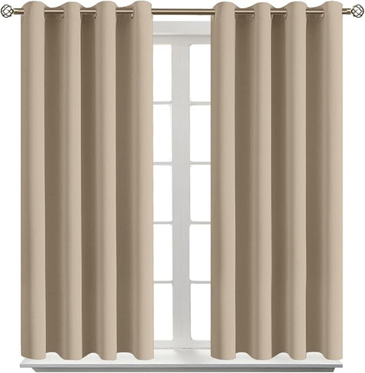 BGment Blackout Curtains - Grommet Thermal Insulated Room Darkening Bedroom and Living Room Curtains, Set of 2 Panels (46 x 54 Inch, Sand)