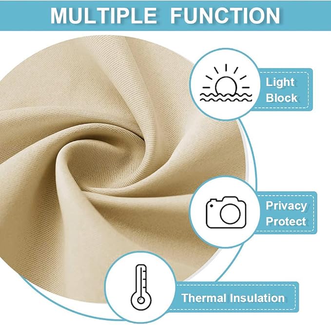RYB HOME Cafe Curtains 24 inch Length, RV Curtains for Camper Windows, Mini Short Small Insulating Light UV Heat Blocking Privacy Half Window Tiers, Width 29 by Length 24, Biscotti Beige, 2 Panels