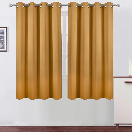 LEMOMO Mustard Yellow Blackout Curtains 52 x 63 Inch Length/Set of 2 Curtain Panels/Thermal Insulated Room Darkening Curtains for Bedroom and Living Room