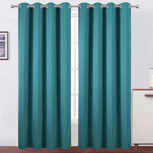 LEMOMO Blackout Curtains 52 x 120 Inch Long Sea Teal Curtains Set of 2 Panels Room Darkening Curtains for Bedroom and Living Room