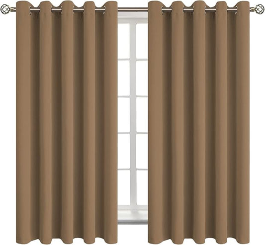BGment Blackout Curtains for Bedroom - Grommet Thermal Insulated Room Darkening Curtains for Living Room, Set of 2 Panels (70 x 63 Inch, Taupe)