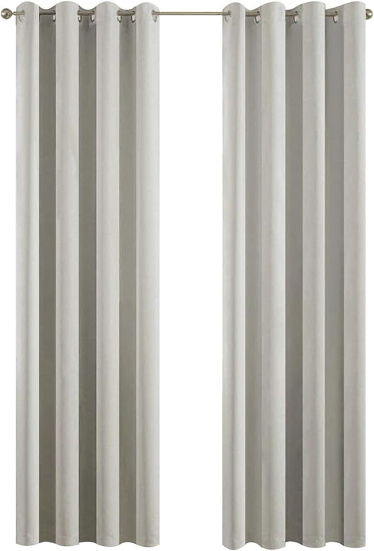 Yakamok Light Beige Curtains for Bedroom,Thermal Insulated Room Darkening Drapes for Living Room(38Wx90L, Light Beige, 2 Panels)