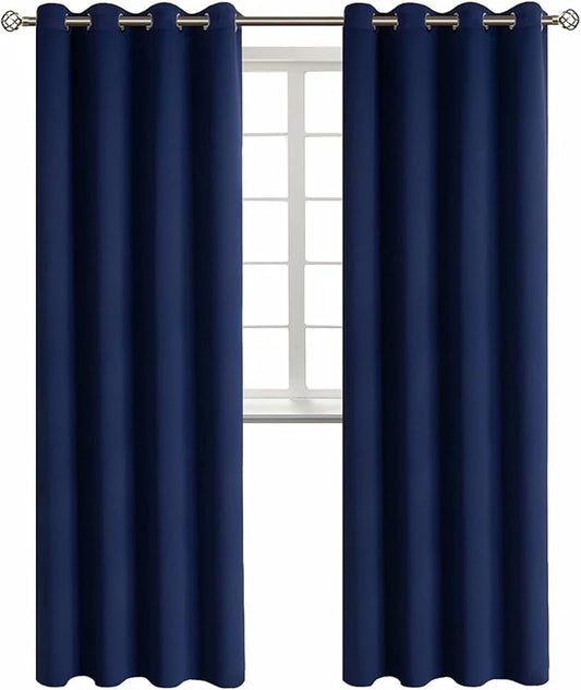 BGment Blackout Curtains for Living Room - Grommet Thermal Insulated Room Darkening Curtains for Bedroom, 2 Panels of 52 x 95 Inch, Navy