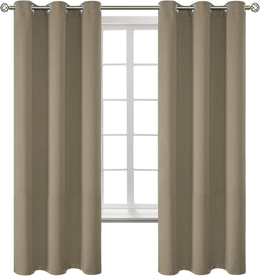 BGment Room Darkening Curtains 63 Inches Long - Grommet Thermal Insulated Drapes Window Treatment Curtains for Bedroom, 2 Panels, 42 x 63 Inch, Cocoa