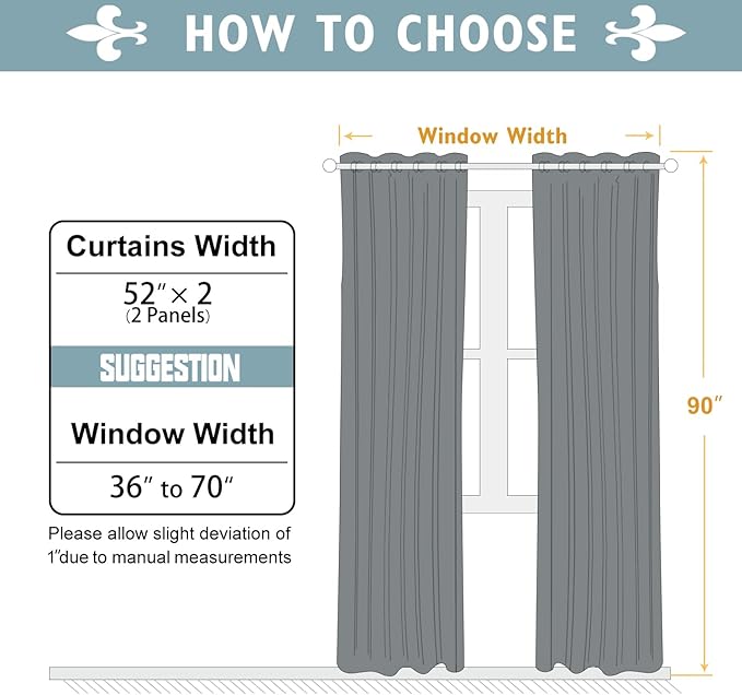 ChrisDowa Blackout Curtains 90 Inches Long 2 Panels Set for Living Room, Grommet Thermal Insulated Room Darkening Curtains for Bedroom (Light Grey, 52 x 90 Inch)