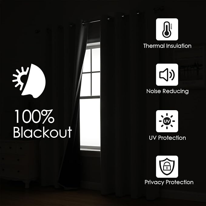 ChrisDowa 100% Blackout Curtains 120 inch Long for Bedroom with Black Liner, 2 Thick Layers Total Blackout Thermal Insulated Grommet Long Window Curtains 2 Panels Set (Mustard Yellow, 52 x 120 Inch)