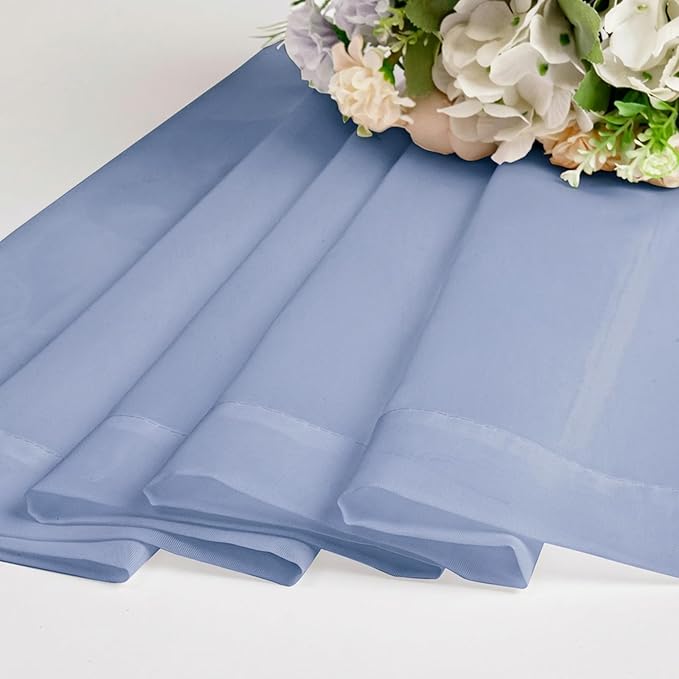 Chyhomenyc Sheer Curtains 36 inch Length 2 Panels Set - Light Filtering Voile Rod Pocket Short Window Curtians for Bathroom Living Room Farmhouse Small Windows, 42Wx36L inches, Denim Blue