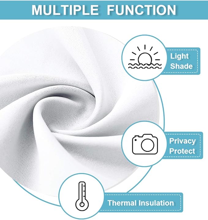 RYB HOME 54 inch Curtains for Living Room, Rod Pocket Thermal Insulated Small Window Drapes Room Darkening Shades for Bedroom Studio Dorm, W 42 x L 54 inch, Set of 2 Panels, Pure White
