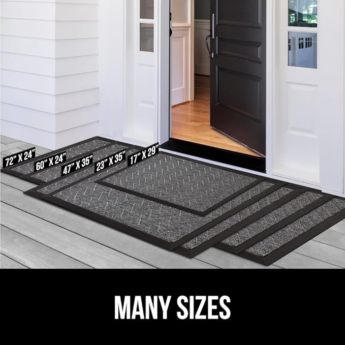 GORILLA GRIP 100% Waterproof All-Season WeatherMAX Doormat, 47x35, US Designed Natural Rubber, Stain and Fade Resistant, Low Profile Indoor Outdoor Door Mats, Easy Clean Patio Mat, Tan Pawprints