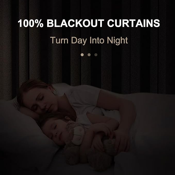 100% Blackout Shield Linen Blackout Curtains for Bedroom 108 Inches Long, Back Tab/Rod Pocket Living Room Drapes, Thermal Insulated Blackout Curtains 2 Panels Set, 50" W x 108" L, Ash Grey